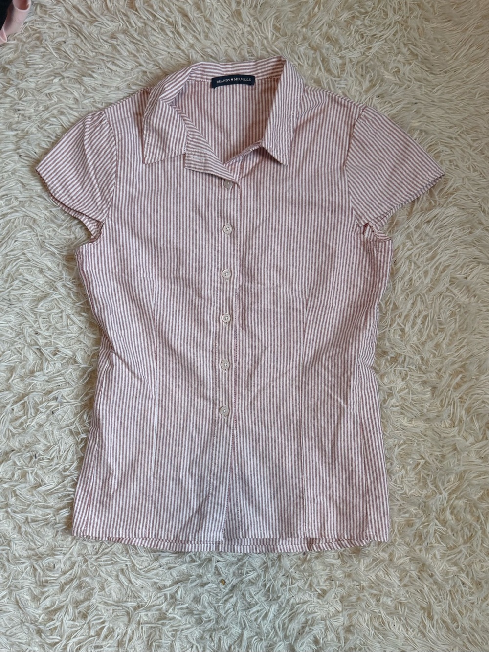 Brandy Melville Red and White Button Up
